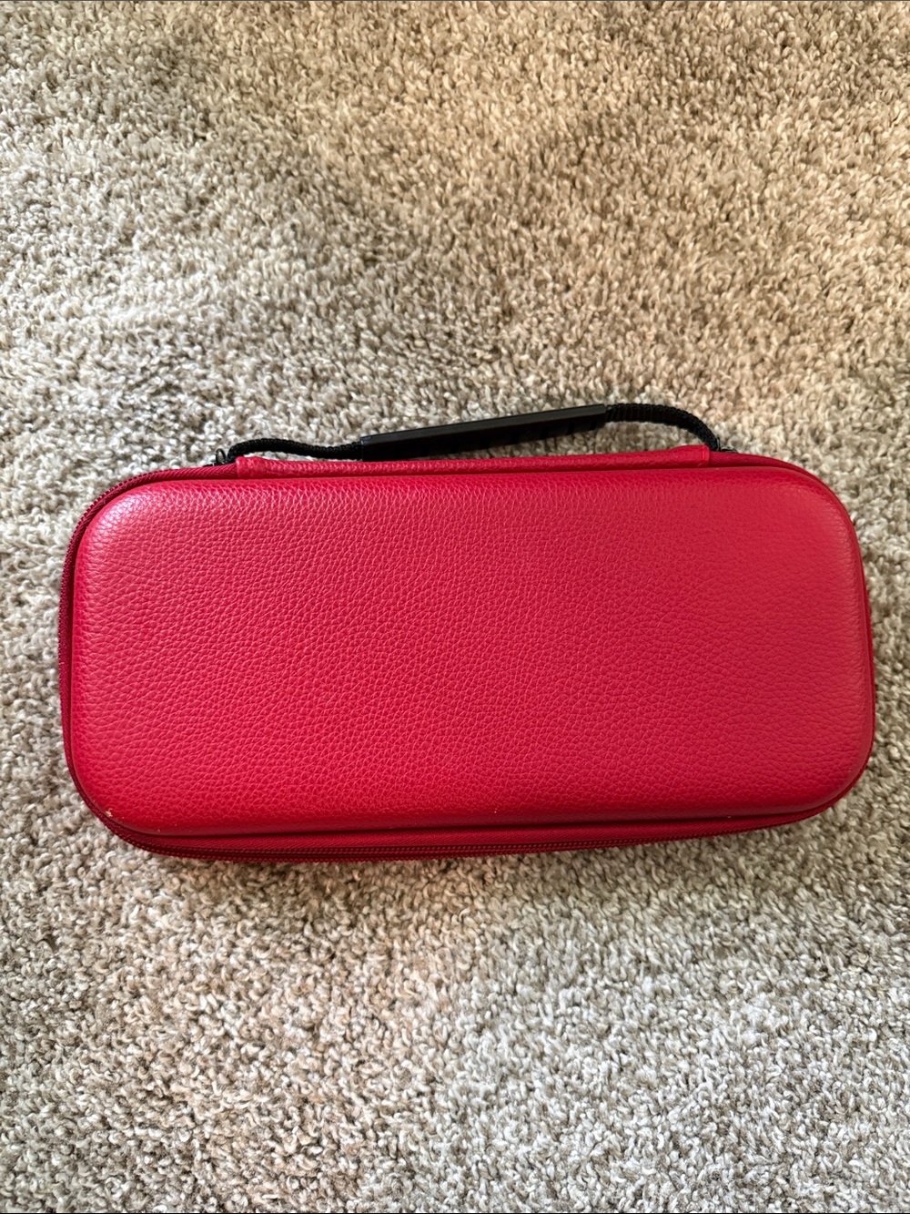 Red Leather Nintendo Switch Hard Shell Electronics Carry Case with Handle